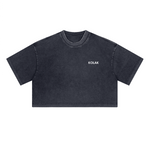 ウォッシュドルーズフィットクロップドクルーネックTシャツ