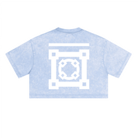 ウォッシュドルーズフィットクロップドクルーネックTシャツ