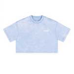ウォッシュドルーズフィットクロップドクルーネックTシャツ