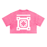 ウォッシュドルーズフィットクロップドクルーネックTシャツ