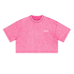 ウォッシュドルーズフィットクロップドクルーネックTシャツ