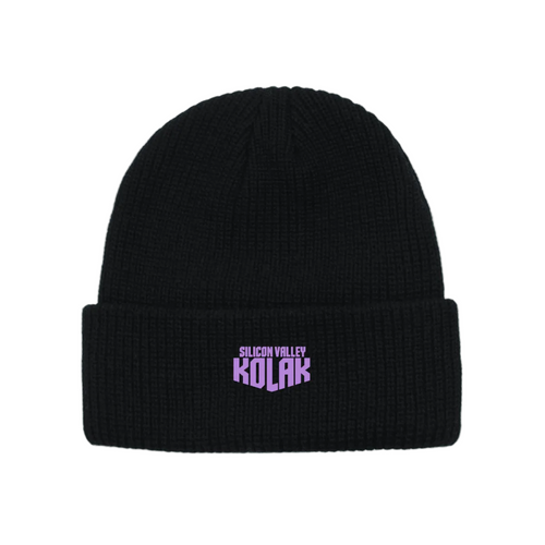 Kourt Logo Cuffed Knit Beanie — Black