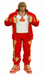 KOLAK SS27 red and gold full outfit with continuous gold graphics on the track joggers
