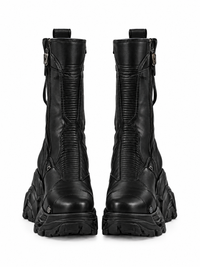 Women's Circuit 001 boot black — isolated front view on pure white background, digital design concept render.