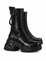 Women's Circuit 001 boot black — isolated side view on pure white background, digital design concept render.