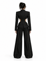 MODEL 05 — NYRA | Women's CIRCUIT 001 LOOK 01, full outfit back view highlighting Sculpt Blazer 001 against a seamless white background; digital concept render.